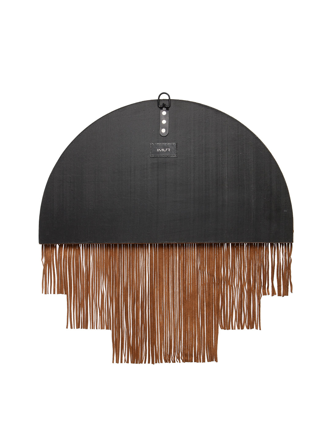 Brown Fringe Tassle Wall Mirror with Wooden Frame - Circular