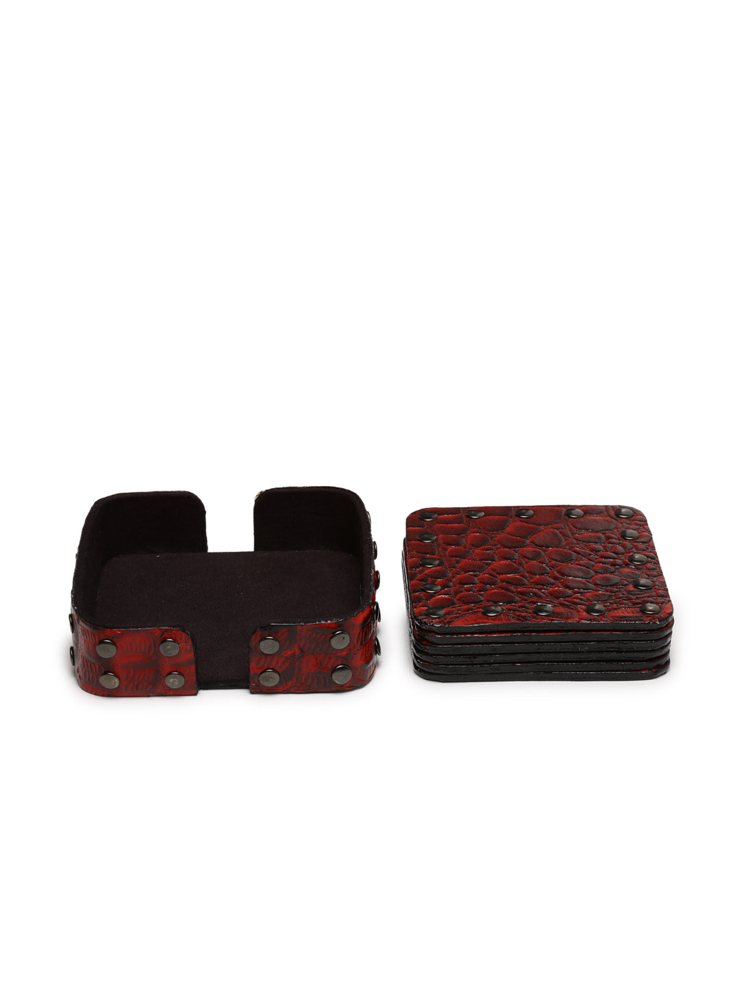 IMUR Square Leather Coasters Set Of 6 (Premium Stand For Tea Cups, Coffee Mugs and Glasses) - Multiple Colors
