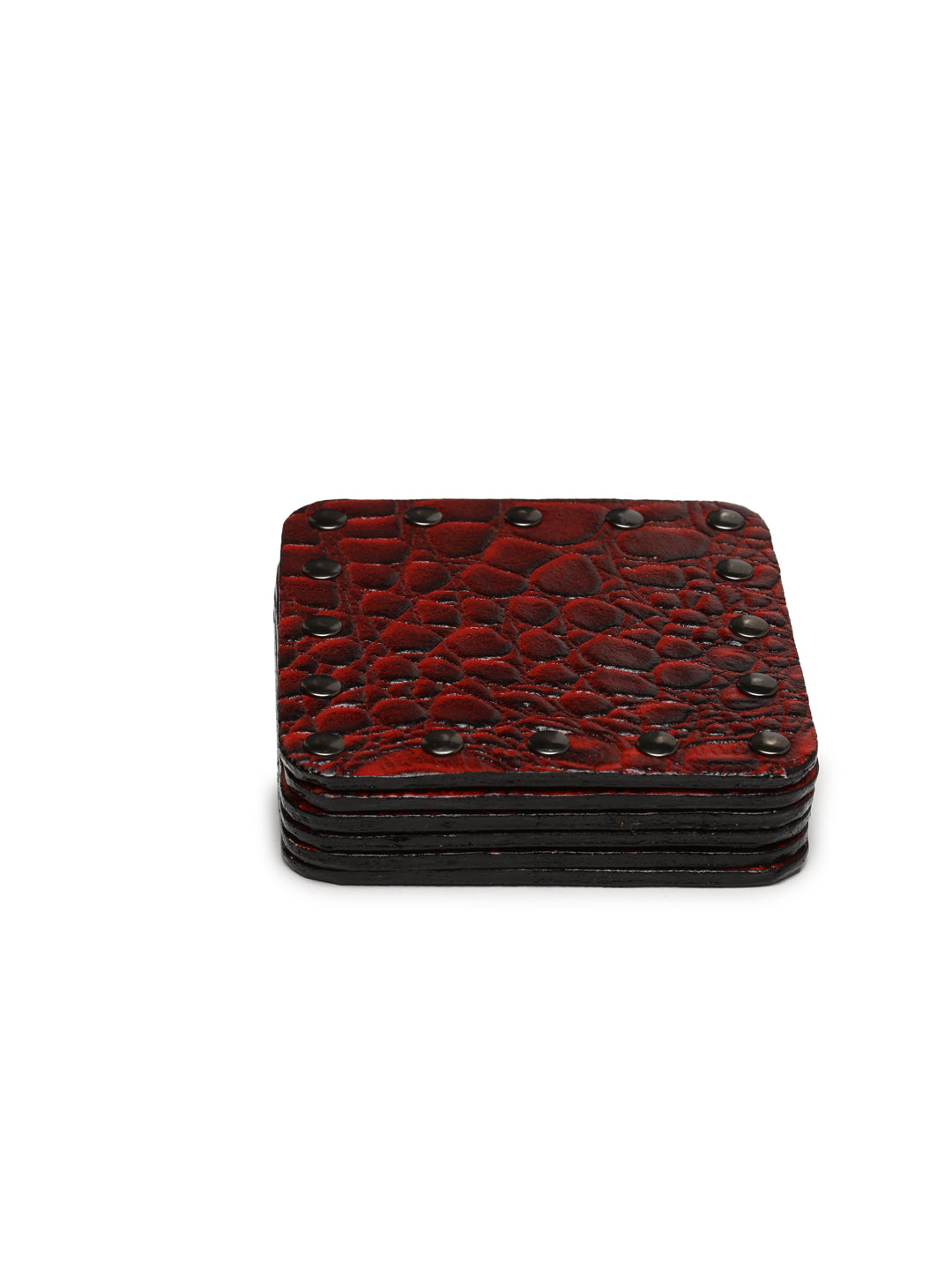 IMUR Square Leather Coasters Set Of 6 (Premium Stand For Tea Cups, Coffee Mugs and Glasses) - Multiple Colors