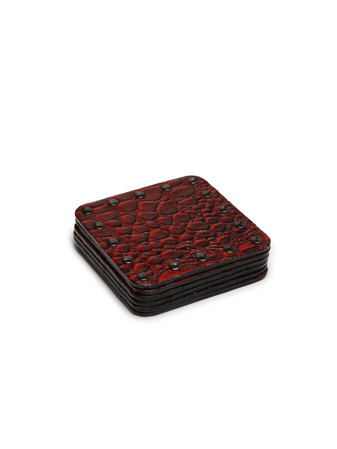 IMUR Square Leather Coasters Set Of 6 (Premium Stand For Tea Cups, Coffee Mugs and Glasses) - Multiple Colors