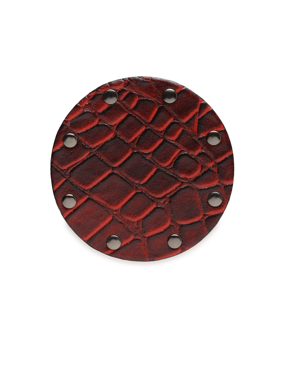 Genuine Leather Round Coasters - Set of 6 - Printed - Handmade - Multiple Colors