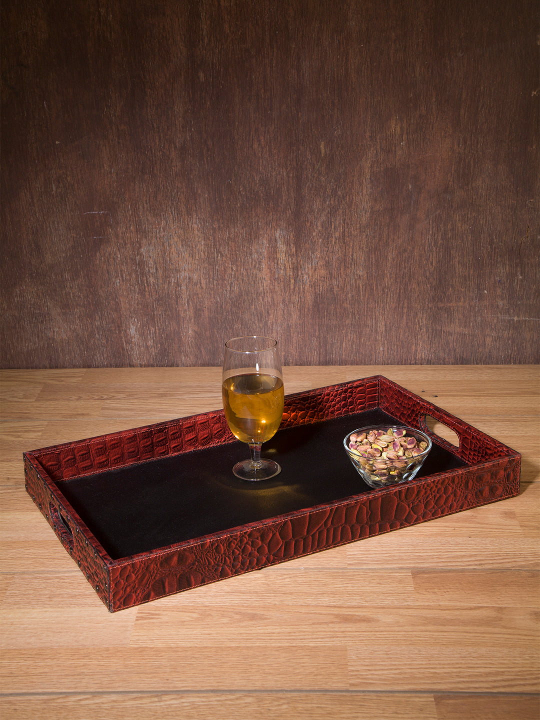 IMUR Textured Genuine Leather Tray - 50cm x 30cm x 5cm