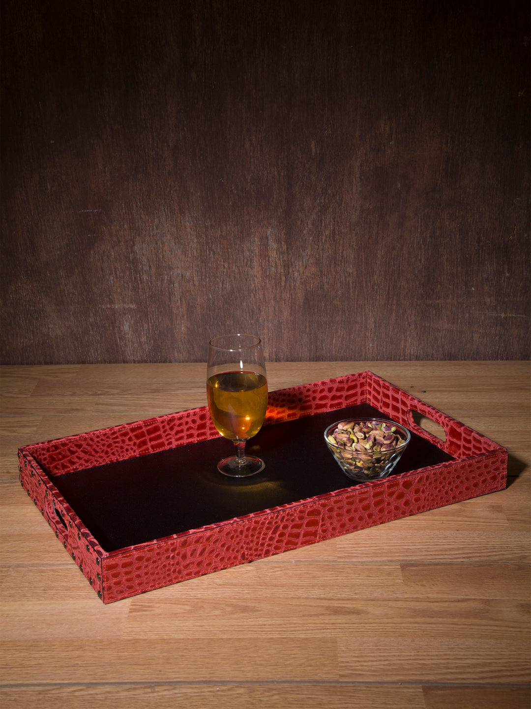 IMUR Textured Genuine Leather Tray - 50cm x 30cm x 5cm