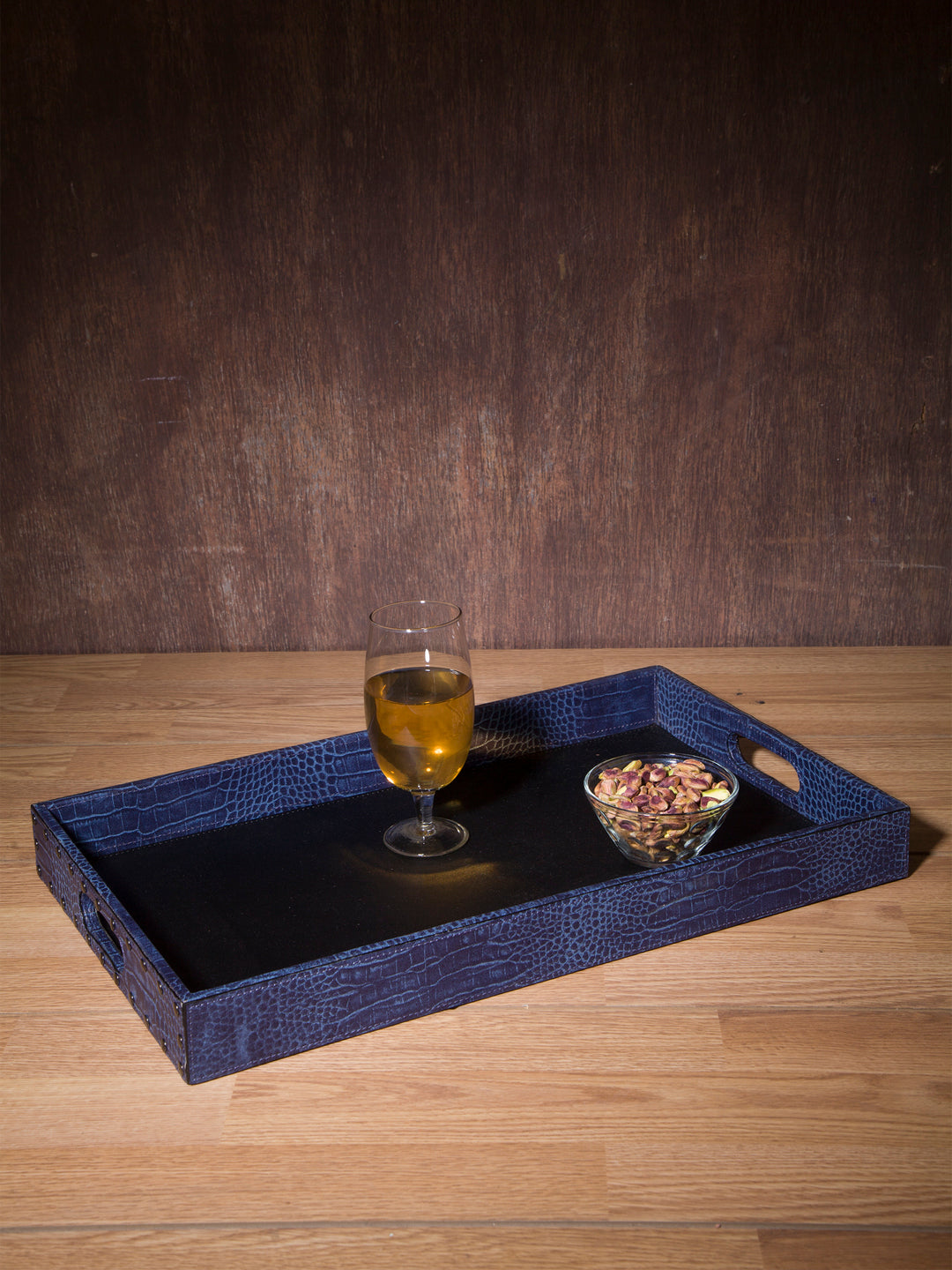 IMUR Textured Genuine Leather Tray - 50cm x 30cm x 5cm