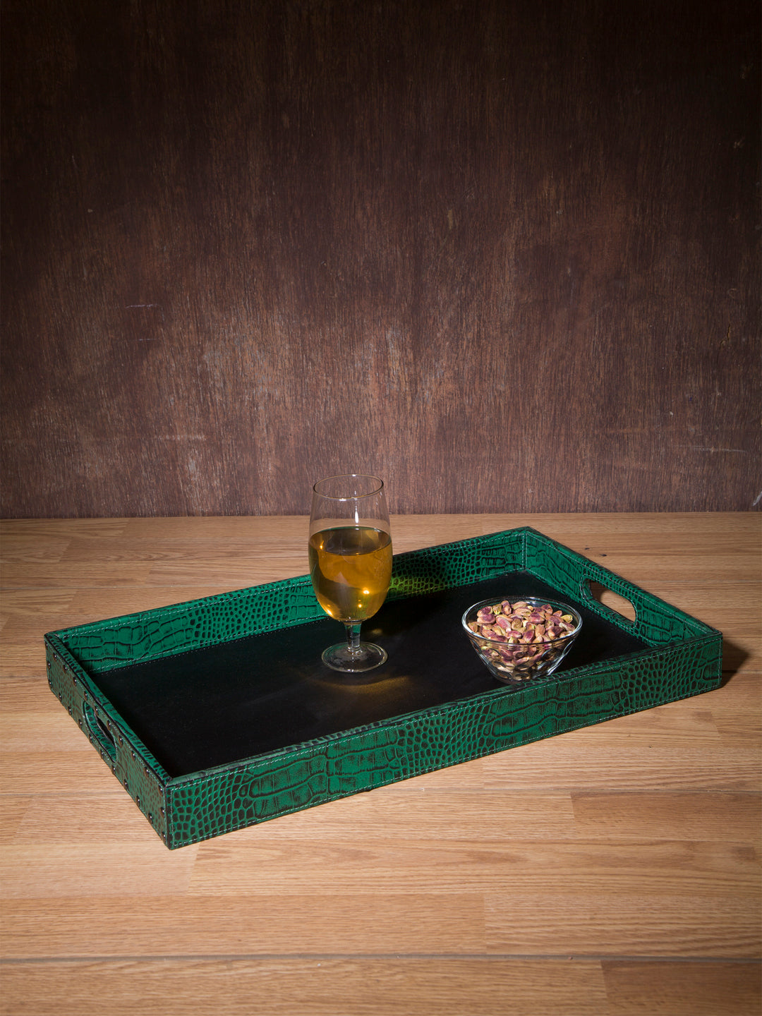 IMUR Textured Genuine Leather Tray - 50cm x 30cm x 5cm