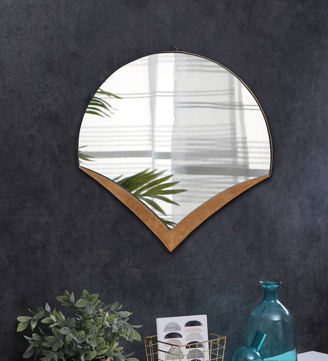 Semi- circular Abstract Wall Mirror